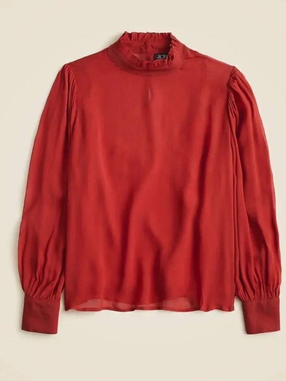 J CREW Ruffleneck top in chiffon red - Picture 3 of 5